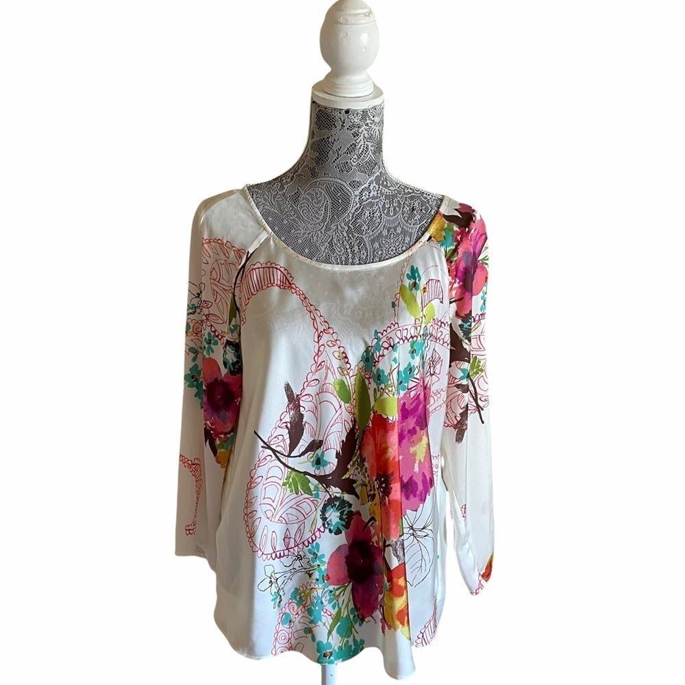 SUNNY Leigh Floral Watercolor Blouse Size XL